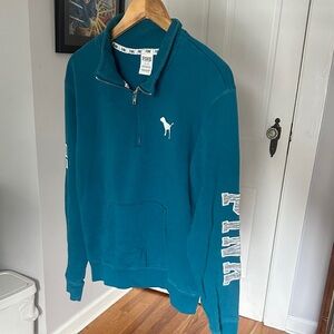 PINK Victoria's Secret Blue Zip-Up Sweater